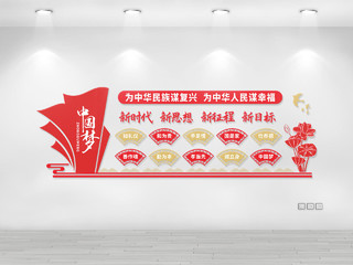 红色简约为中华民族谋复兴为中华人民谋幸福中国梦文化墙